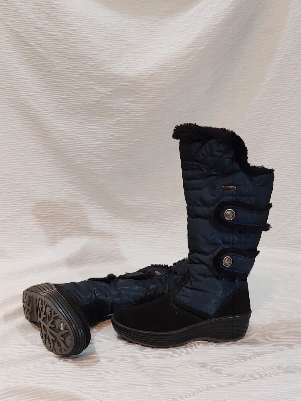 Pajar Black Quilted Faux-Fur Mid-Calf Winter Boots Size 38
